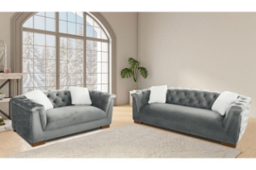 Picture of MALMO Velvet Sofa Range with Pillows (Grey)