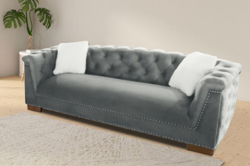 Picture of MALMO Velvet Sofa Range with Pillows (Grey) - Sofa