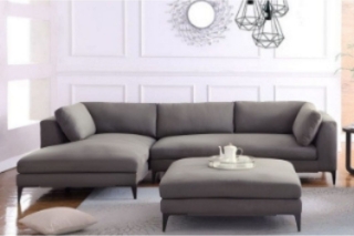 Picture of AMELIE Fabric Sectional Sofa (Dark Grey)-Facing Left with Ottoman