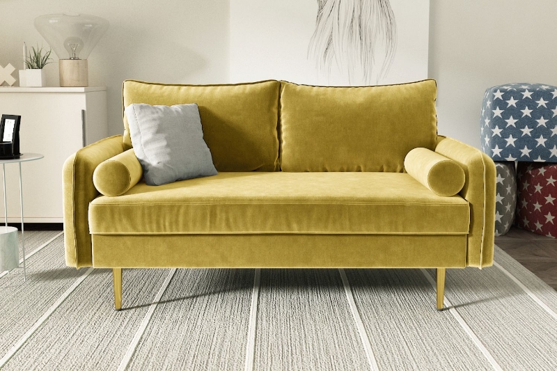 Picture of MARYJANET Velvet Sofa Range (Goldenrod) - 2 Seaters (Loveseat)