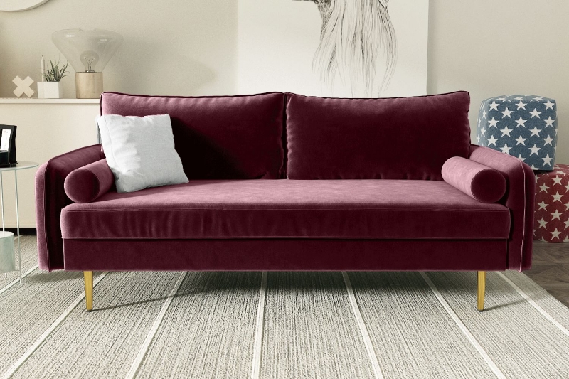 Picture of MARYJANET Velvet Sofa Range (Burgundy) - 2 Seaters (Loveseat)