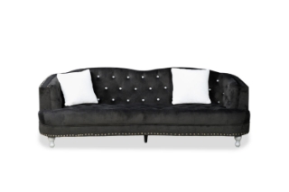 Picture of ALINA Velvet Curved Sofa Range with Pillows (Black) - 3 Seater (Sofa)