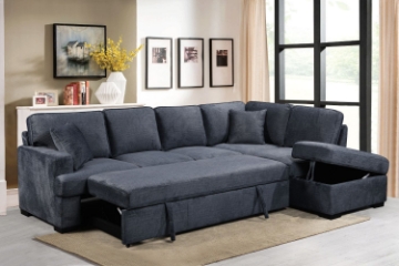 Picture of MALDON Chenille Fabric Sectional Sofa Bed with Storage Ottoman