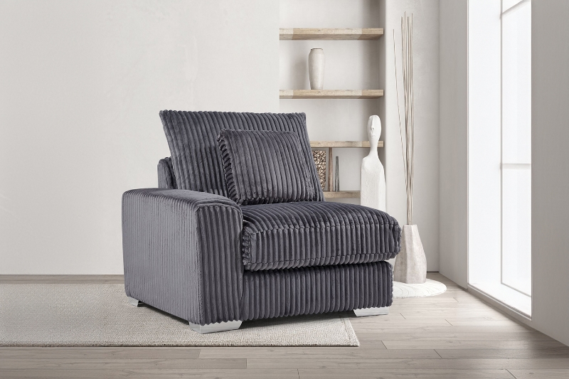 Picture of WINSTON Corduroy Modular Sofa (Grey) - Single LAF Armchair	