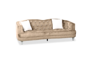 Picture of ALINA Velvet Curved Sofa Range with Pillows (Brown) - 2 Seater (Loveseat)