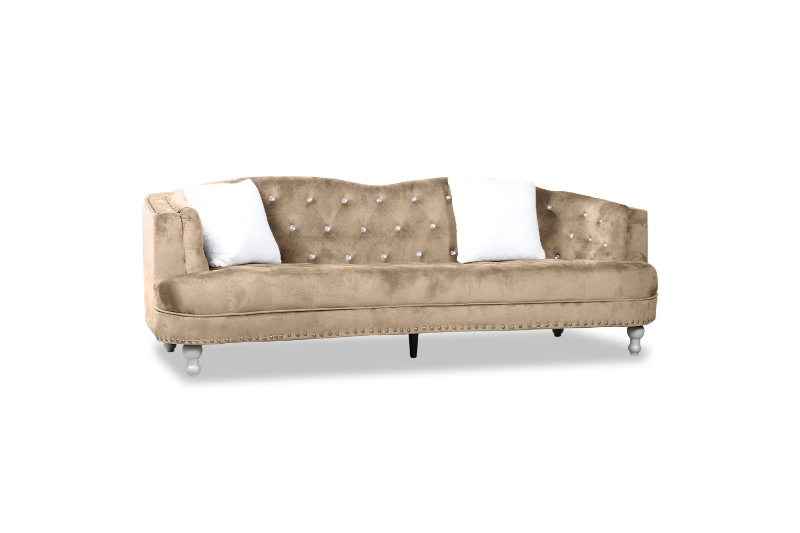 Picture of ALINA Velvet Curved Sofa Range with Pillows (Brown) - 3 Seater (Sofa)