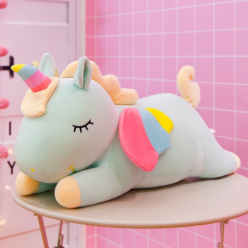 Picture of Rainbow Style Unicorn Plush Cushion (Green) - 39 inches