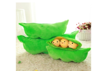 Picture of LOVELY PEA POD SHAPE Plush Bean Bag with 3 Smiling Beans Soft Pillow 