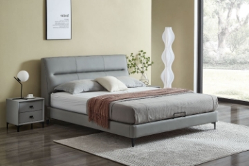 Picture of CUBA Genuine Leather Bed Frame in Queen/Eastern King Sizes (Dark Grey)