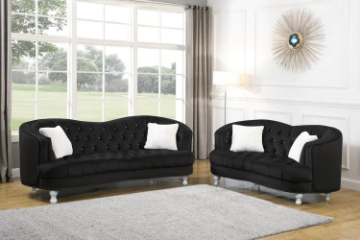 Picture of ALINA Velvet Curved Sofa Range with Pillows (Black)