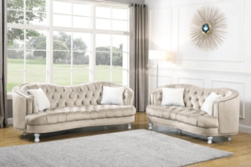 Picture of ALINA Velvet Curved Sofa Range with Pillows (Beige)