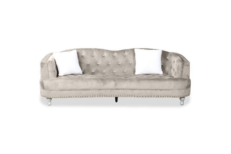 Picture of ALINA Velvet Curved Sofa Range with Pillows (Beige) - 3 Seater (Sofa)