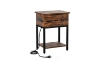 Picture of HOOBRO 1-Drawer Narrow End Table with Power Outlet and USB Charger