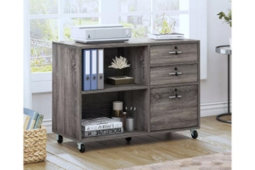 Picture of EBERN 3-Drawer Rolling File Cabinet (Light Gray)