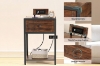 Picture of HOOBRO 1-Drawer Side Table with Power Outlet and USB Charger