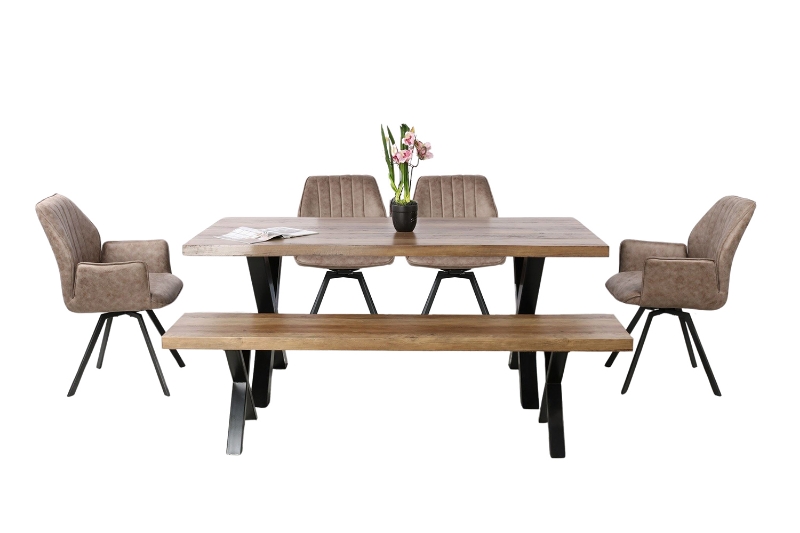 Picture of GALLOP 6PC Dining Set - (1 Dining Table + 1 Bench + 4 Swirl Dining Chairs)