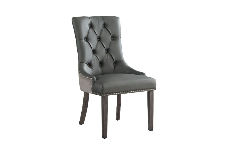 Picture of KACELA PU Leather Button-Tufted Dining Chair (Dark Gray)