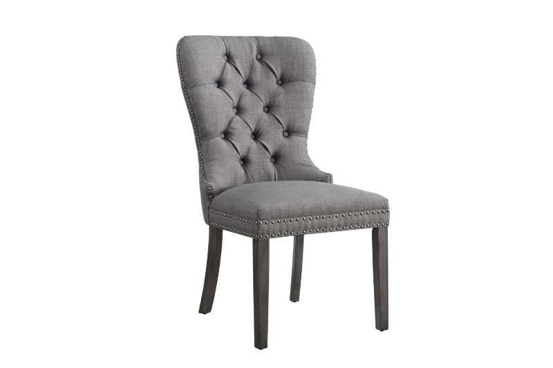 Picture of ERICA Button-Tufted Linen Dining Chair (Light Gray)