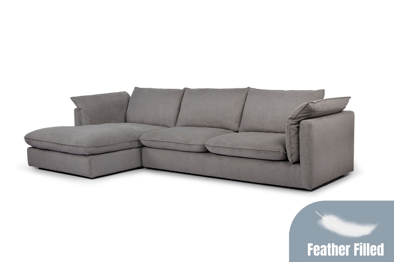 Picture of SERENA Feather-Filled Fabric Sectional Sofa (Dark Grey)