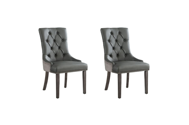 Picture of KACELA PU Leather Button Tufted Dining Chair (Dark Gray) - 2PC in 1 Carton