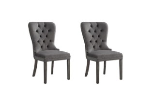 Picture of 【PACK OF 2】ERICA Button-Tufted Velvet Dining Chair (Gray)