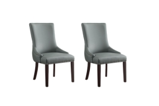 Picture of MODWAY Button Tufted PU Leather Dining Chair-【PACK OF 2】 (Light Gray)