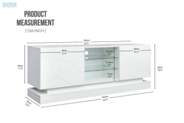 Picture of ONEL 63" TV Stand with LED Lighting  (White)