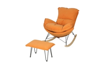 Picture of LOBSTER Fabric Rocking Chair with Footstool (Orange)