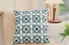 Picture of GEOMETRIC Pattern Towel Embroidered Cushion with Inner (17.7" x 17.7") - Diamond-Shaped Green Frame