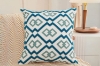 Picture of GEOMETRIC Pattern Towel Embroidered Cushion with Inner (17.7" x 17.7") - Diamond-Shaped Green Frame