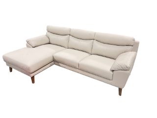 Picture of ANVIL 100% Genuine Leather Sectional Sofa (Light Grey) - Chaise Facing Left