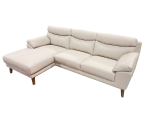 Picture of ANVIL 100% Leather Sectional Sofa (Light Grey) - Chaise Facing Left