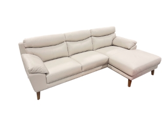 Picture of ANVIL 100% Genuine Leather Sectional Sofa (Light Gray) - Chaise Facing Right