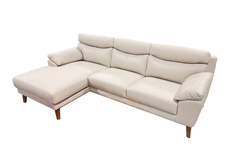 Picture of ANVIL 100% Leather Sectional Sofa (Light Gray)