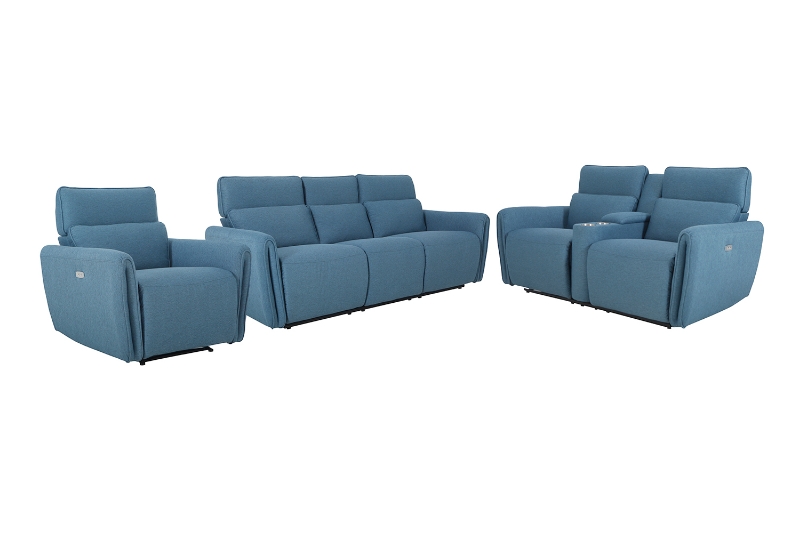 Picture of MONTE Fabric Power Reclining Sofa Range with USB Port + Storage Console & 2 Cup Holders