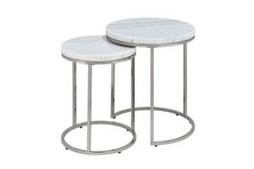 Picture of AYDAN Nesting Side Table with White Marble Top and Silver Legs