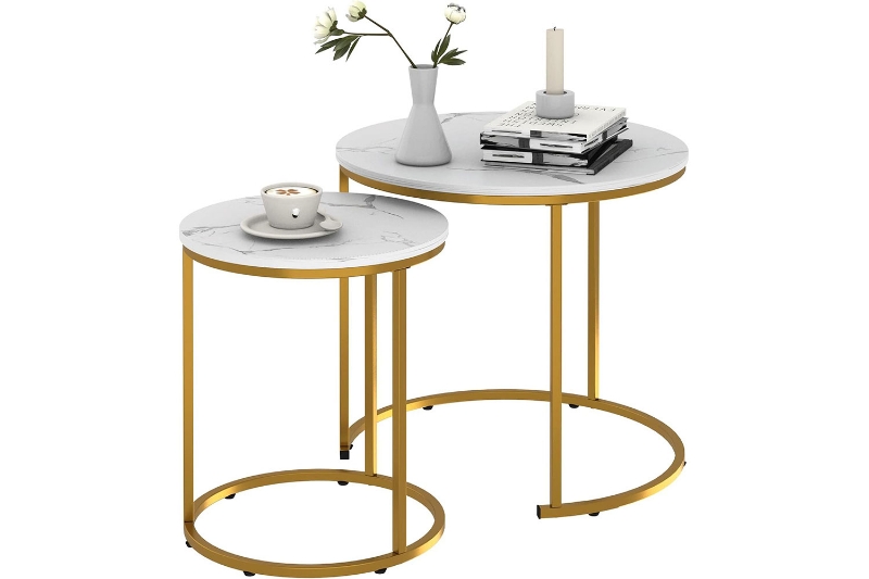 Picture of AYDAN Nesting Side Table with White Marble Top and Gold Legs