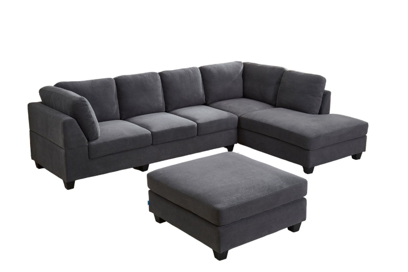 Picture of LIBERTY Premium Sectional Sofa (Dark Gray) - Facing Right with Ottoman