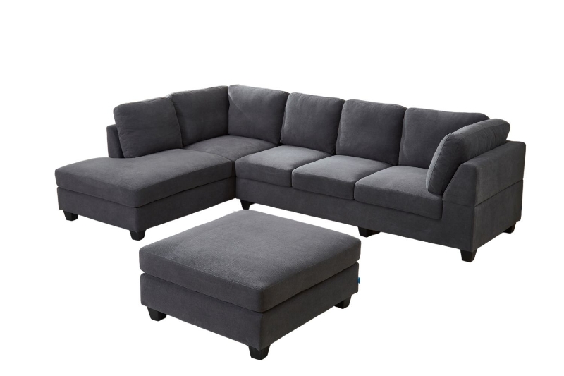 Picture of LIBERTY Premium Sectional Sofa (Dark Gray) - Chaise Facing Left with Ottoman
