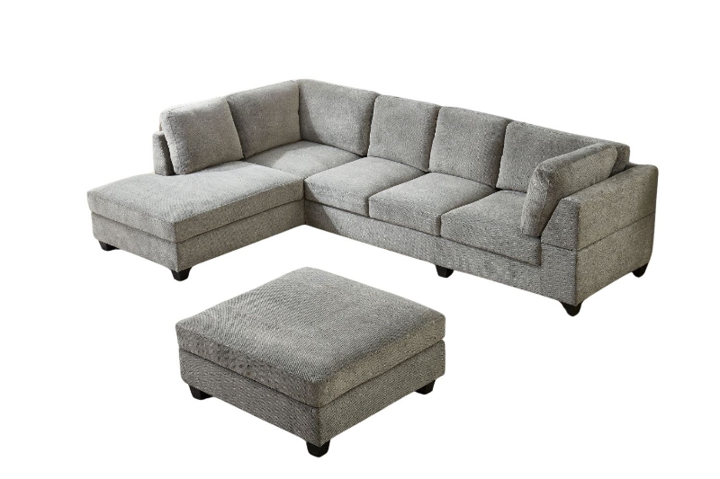 Picture of LIBERTY Premium Sectional Sofa (Light Gray) - Facing Left with Ottoman