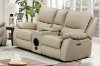 Picture of KEATON Leather Power Reclining Sofa Range with Bluetooth Speaker + Console & Cup Holders (Latte)