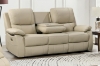 Picture of KEATON Leather Power Reclining Sofa Range with Bluetooth Speaker + Console & Cup Holders (Latte)