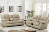 Picture of KEATON Leather Power Reclining Sofa Range with Bluetooth Speaker + Console & Cup Holders (Latte)