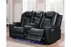 Picture of MONROSE Full Air Leather Dual Power Reclining Sofa Range with Bluetooth Speaker + USB Port & LED Lighting (Black)