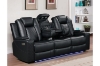 Picture of MONROSE Air Leather Power Reclining Sofa Range (Black) - Armchair + Loveseat + Sofa Set