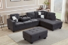 Picture of NEBULA Premium Sectional Sofa with Storage Ottoman & Drop-Down Console (Dark Gray)