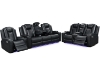 Picture of MONROSE Air Leather Power Reclining Sofa Range (Black) - Armchair + Loveseat + Sofa Set