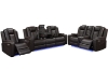 Picture of MONROSE Full Air Leather Power Reclining Sofa Range with Bluetooth Speaker + USB Port & LED Lighting (Brown)