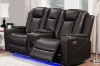 Picture of MONROSE Full Air Leather Dual Power Reclining Sofa Range with Bluetooth Speaker + USB Port & LED Lighting (Brown)