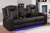 Picture of MONROSE Full Air Leather Dual Power Reclining Sofa Range with Bluetooth Speaker + USB Port & LED Lighting (Brown)